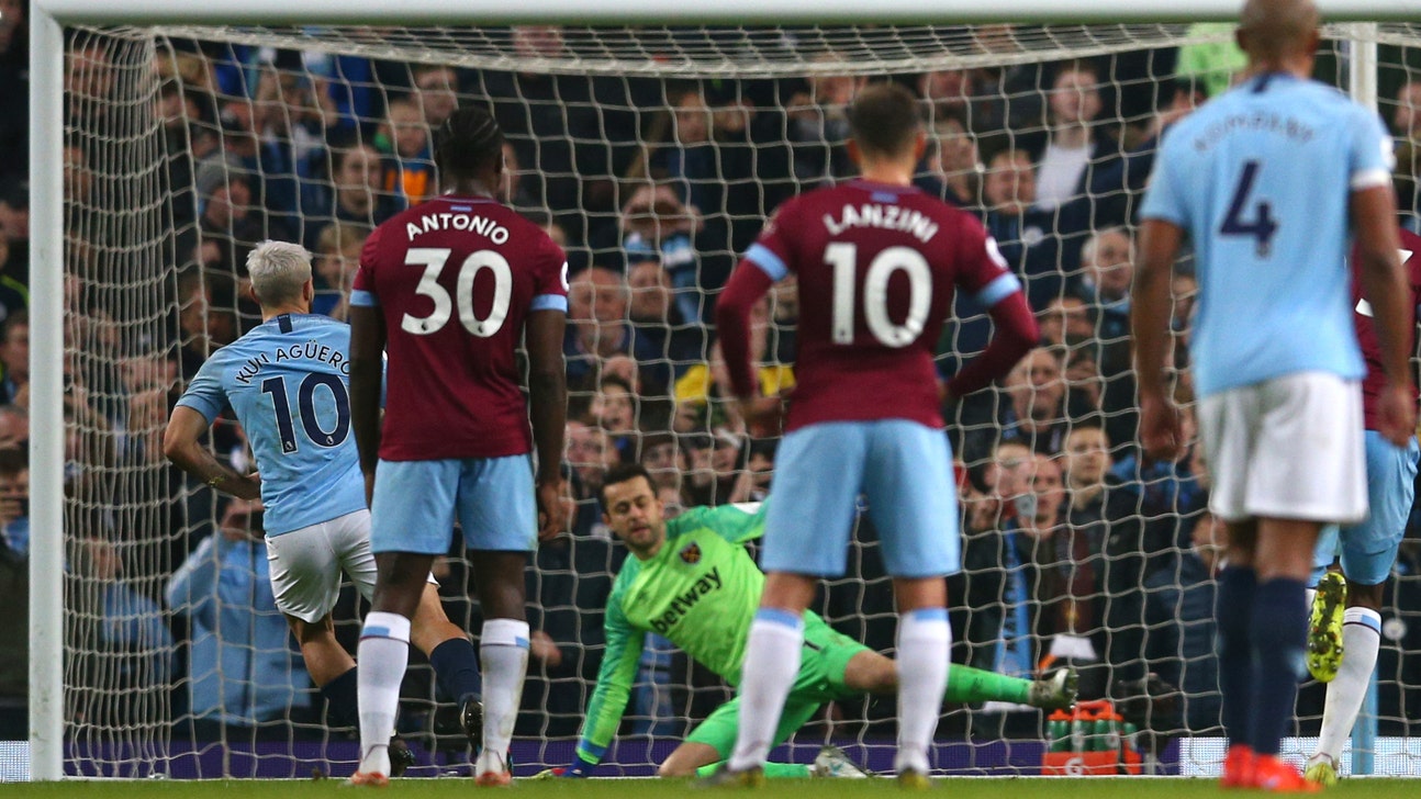 Aguero penalty keeps Man City in touch with Liverpool