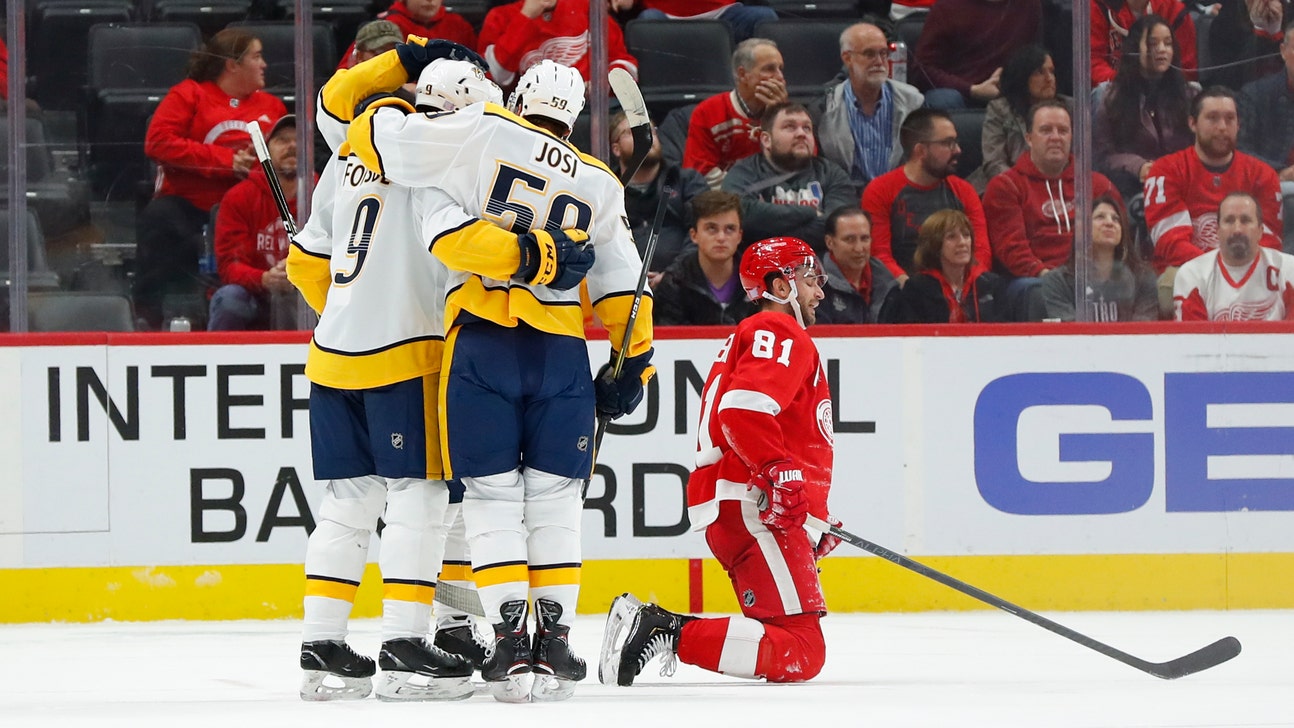 Predators score 5 in second, beat Red Wings 6-1