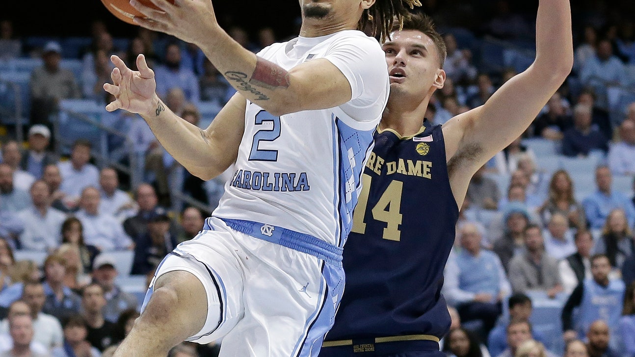 Freshman Anthony scores 34 points, No. 9 UNC beats Irish