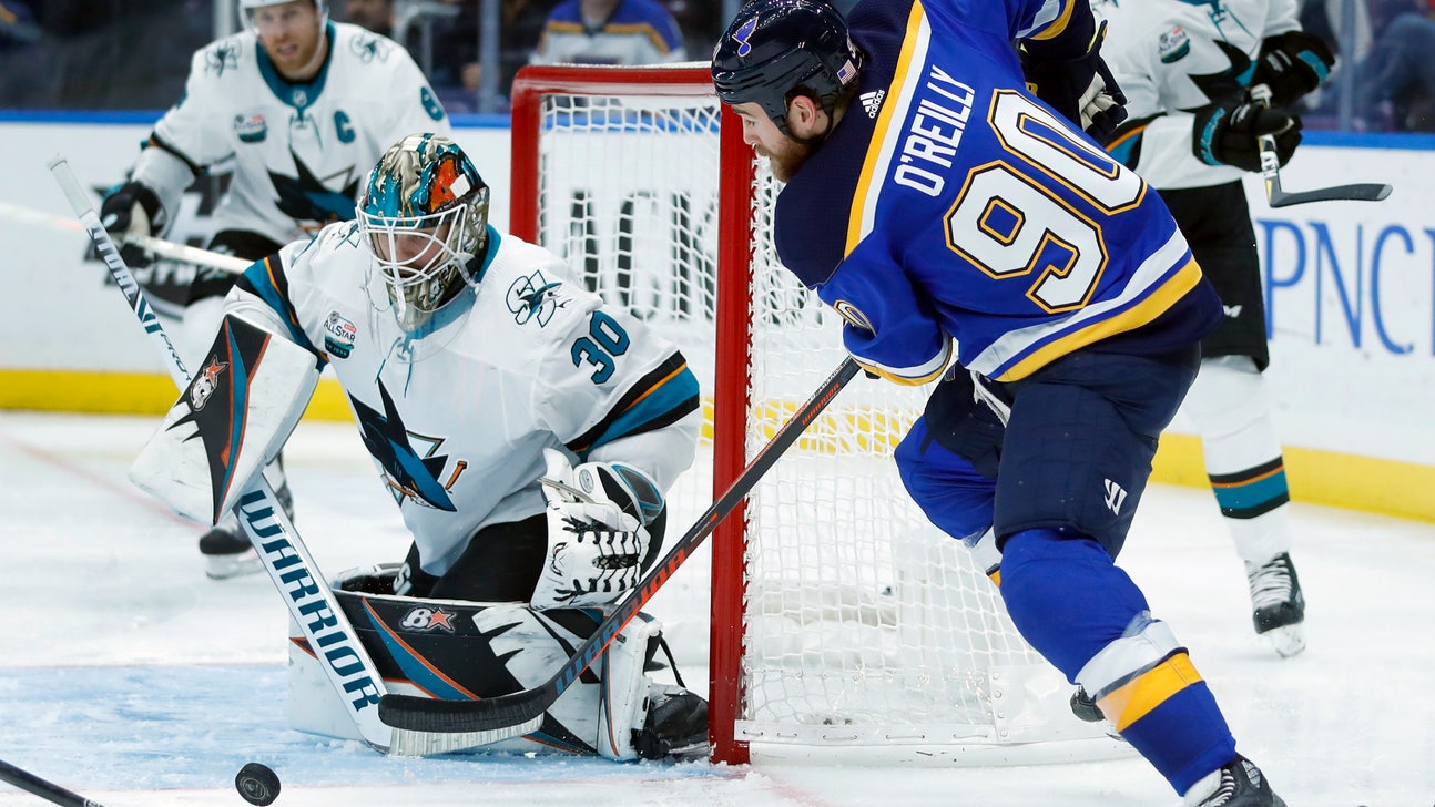 Chad Johnson makes 32 saves, Blues beat Sharks 4-0