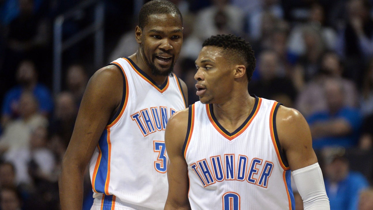 Westbrook, Durant combine for 60, Thunder win as Spurs stars sit