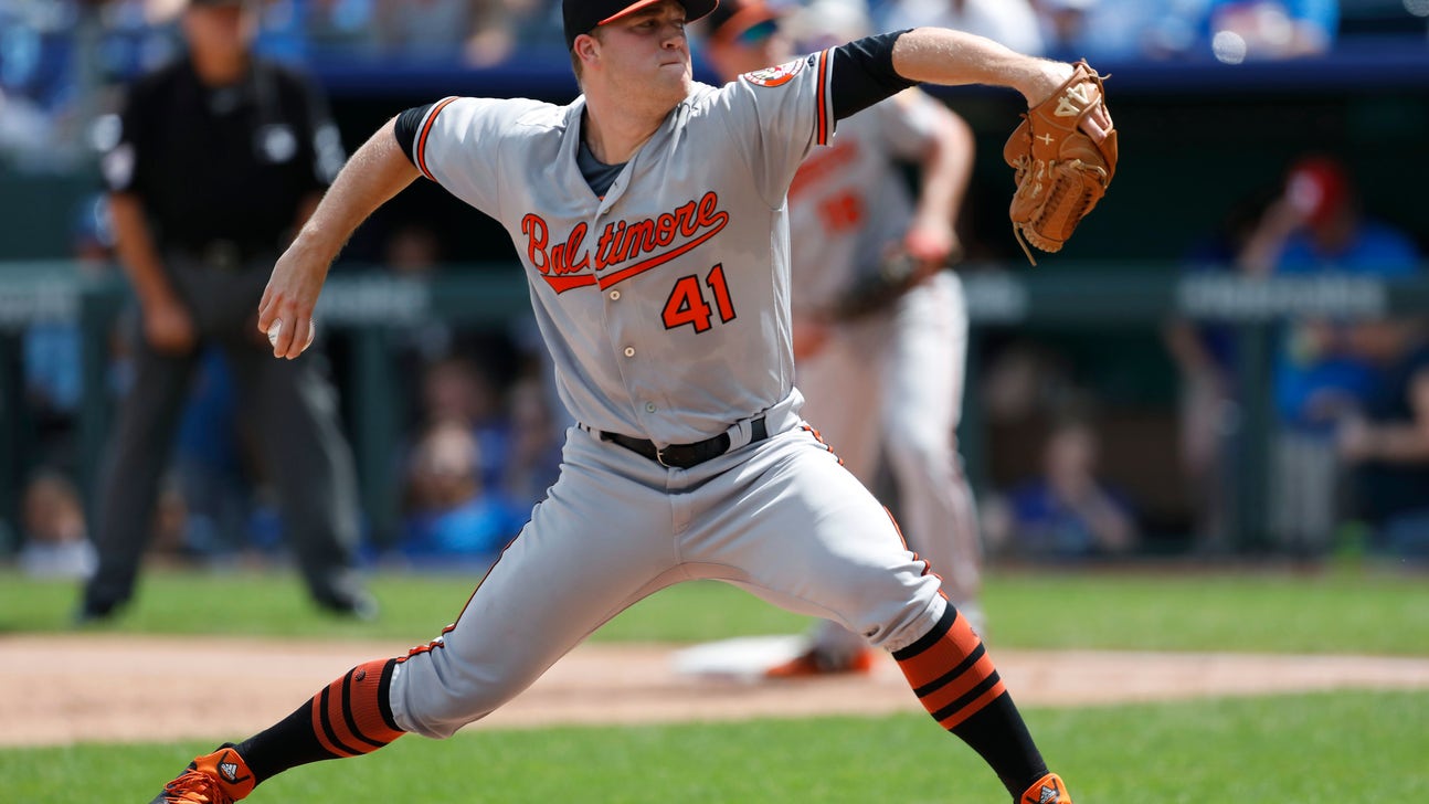 Orioles pitcher Hess hit in eye playing catch with football