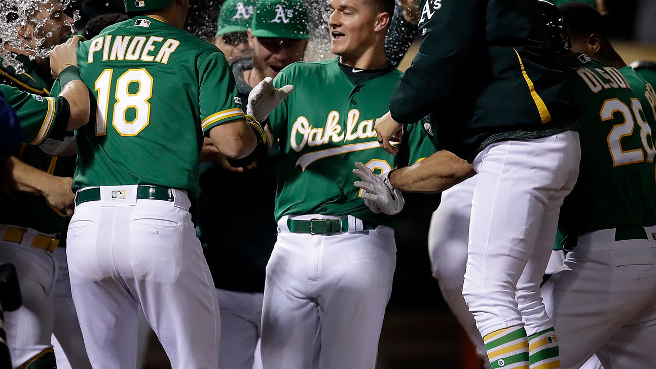 Chapman homers vs Hand in 12th to lift A’s over Indians 4-3