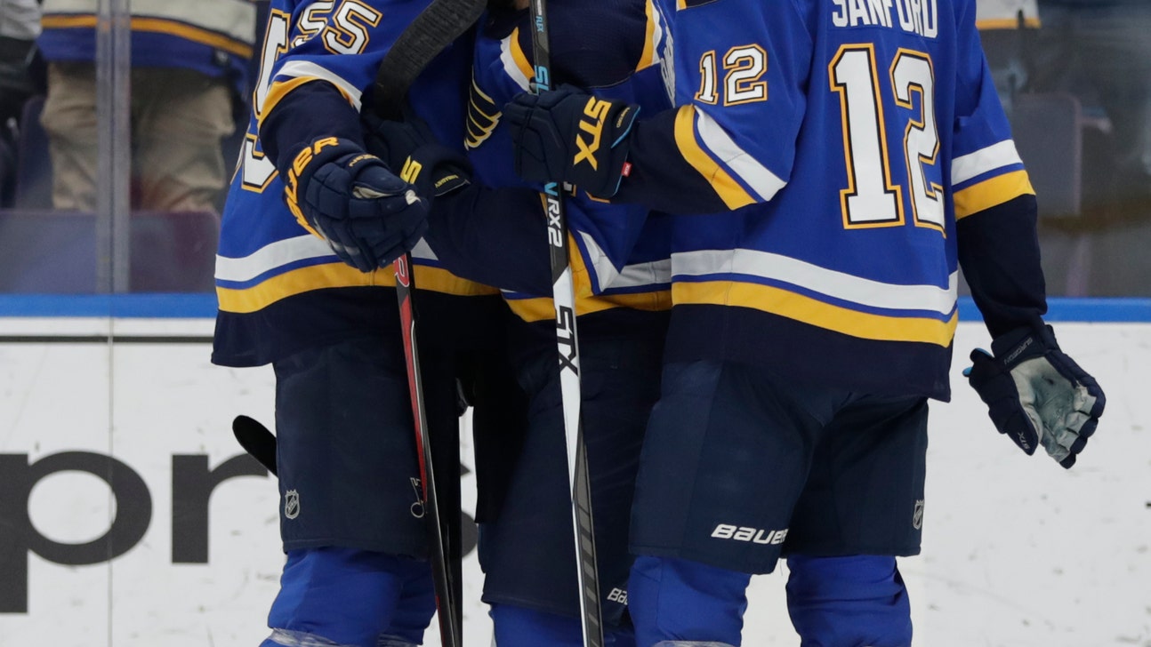 Barbashev records first hat trick, Blues beat Red Wings 5-2