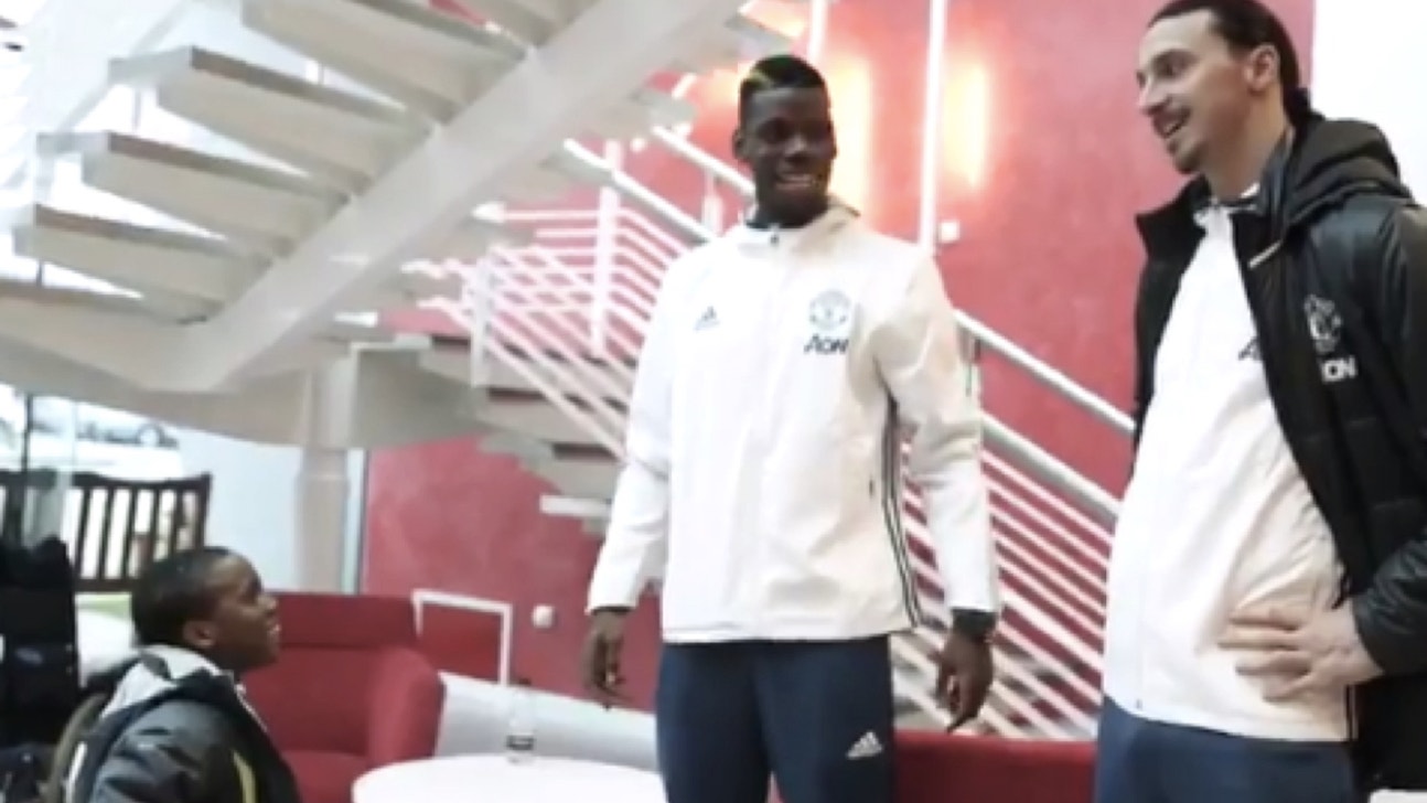 Watch: Paul Pogba, Zlatan Ibrahimovic surprise Manchester United fan who has cerebral palsy