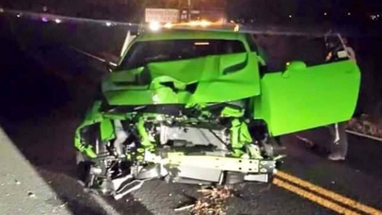 Presenting the first wrecked Dodge Challenger Hellcat