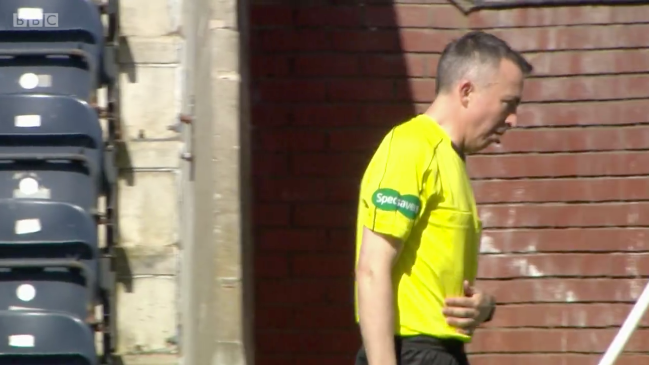 Video: Scottish linesman gets shown a red card after barfing on the field