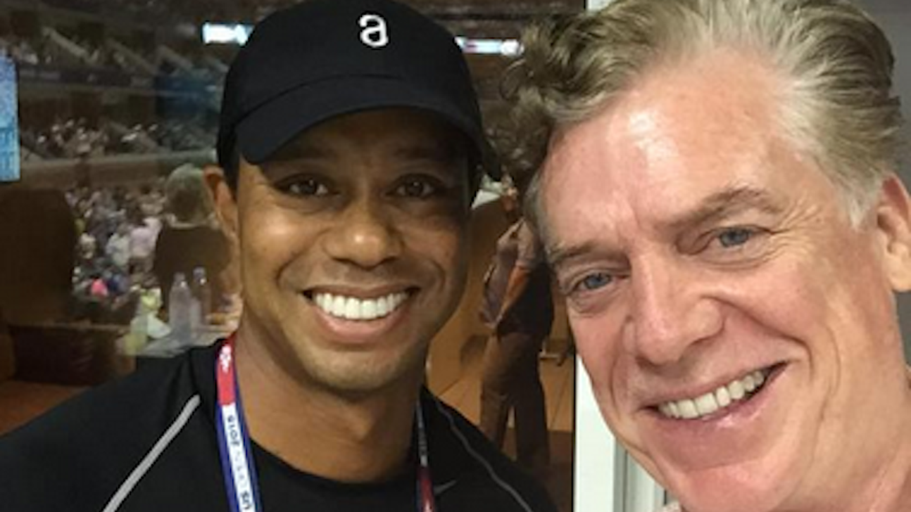 Happy times: Here's Shooter McGavin and Tiger Woods together at the U.S. Open