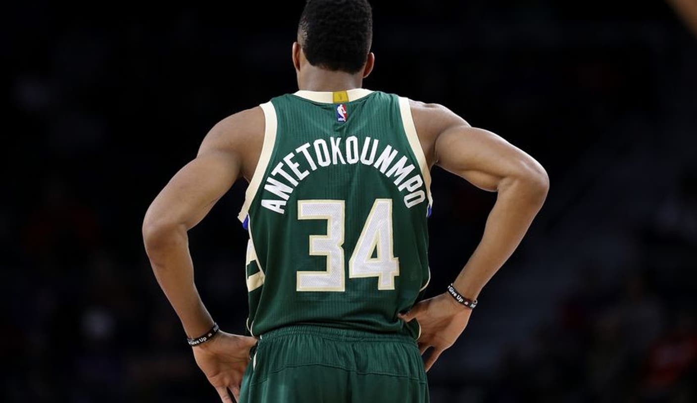 Giannis Antetokounmpo & Jabari Parker at the Bucks Jersey Unveiling.