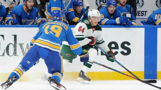 Staal scores 400th, Wild beat Blues 5-1