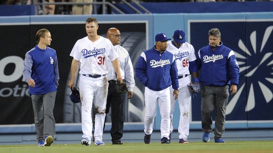 Los Angeles Dodgers' Joc Pederson Out After Collision With Yasiel Puig