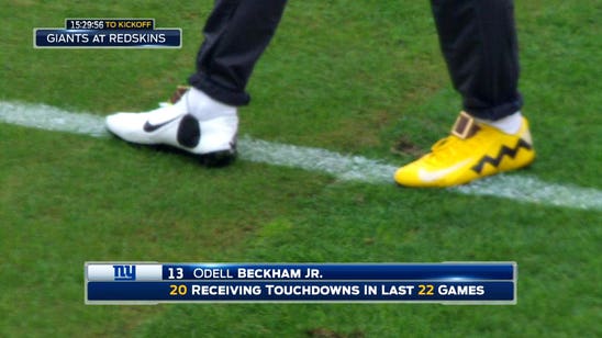 PHOTO: Odell Beckham Jr. making statement with feet, not hands, for once