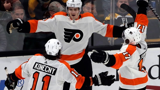 Sanheim scores in OT, Flyers beat Bruins for 6th straight