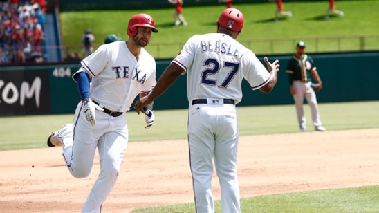 Gallo's career-high 5 RBIs back Perez as Rangers top A's 8-1 (Apr 09, 2017)