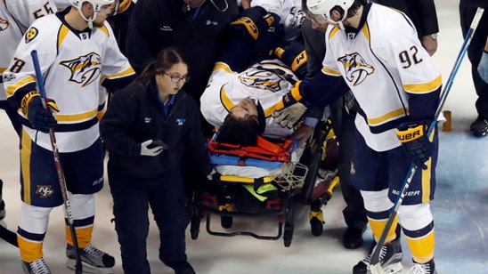 Predators' Fiala out of playoffs after breaking leg