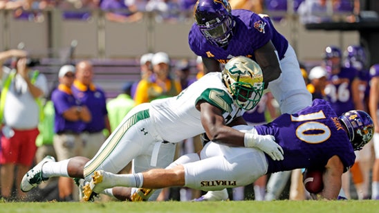 Flowers, No. 18 USF remain perfect, rout ECU 61-31 (Sep 30, 2017)