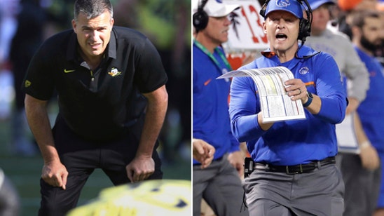 Cristobal leads Oregon against Boise State in Las Vegas Bowl