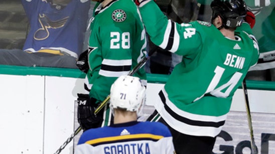 Bishop stops 27 shots as Blues holds off Stars, 2-1