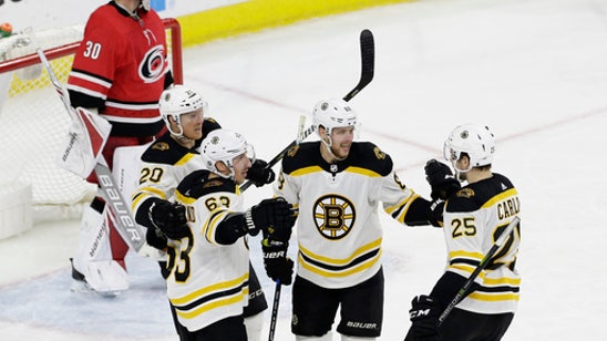Pastrnak nets hat track, Bruins rally to stun Hurricanes 6-4