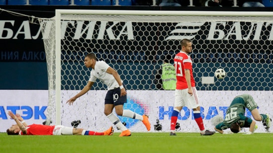 Mbappe scores twice as France beats Russia 3-1 in friendly