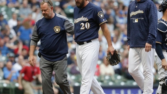Brewers starter Wade Miley injured, leaves in 1st inning