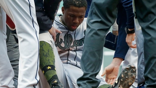 Acuna injured in a tumble, Braves beat Red Sox 7-1