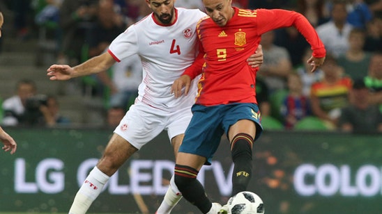 Spain needs late goal to edgeTunisia in last WCup warm-up