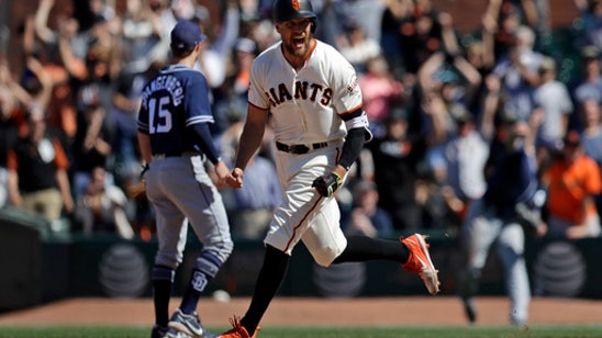 Pence’s 2-run double in 11th lifts Giants over Padres 3-2