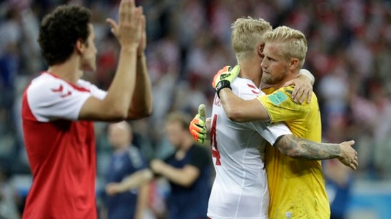 The Latest: Peter Schmeichel ‘proud’ of his son, Denmark