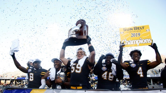 Evans' 3 TDs lead No. 20 App State to Sun Belt title, 45-38
