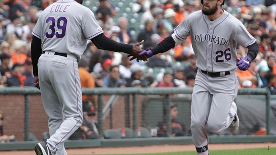 Dahl hits grand slam, drives in 5 as Rockies beat Giants