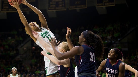 No. 1 Irish start slow, finish fast in beating Penn 75-55