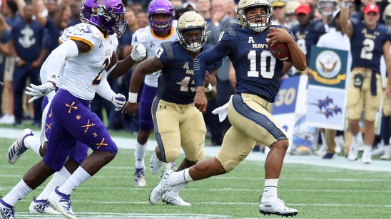 Perry runs, passes Navy past outclassed East Carolina 42-10