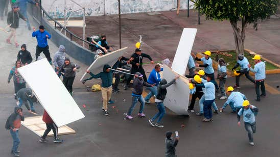 Soccer fans clash with church members over stadium plaza