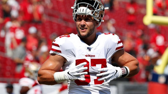 49ers rookie Nick Bosa misses practice with sore ankle