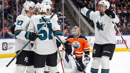 Labanc’s hat trick leads Sharks past Oilers, 5-2