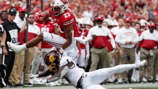 Cephus rejoices after scoring twice in No. 17 Wisconsin rout