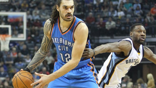 Steven Adams has fun with Oklahoma City reporters at Enes Kanter's expense