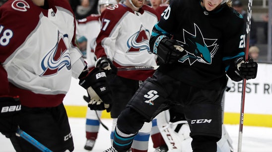 Sorensen’s 2 goals lead Sharks past Avalanche 4-3