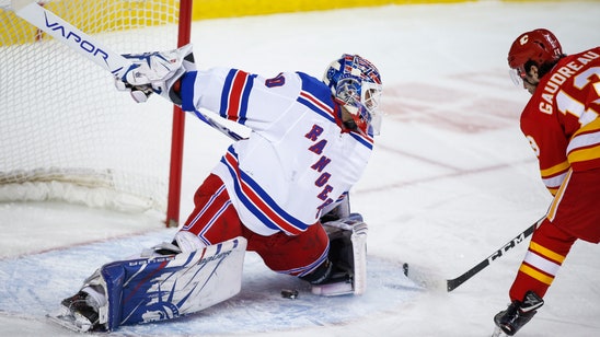 Gaudreau has goal, assist to lead Flames past Rangers 4-3