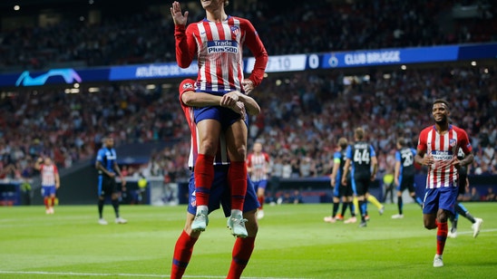 Griezmann leads Atletico Madrid to 3-1 win over Club Brugge