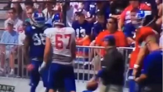 Watch: Giants OL Pugh unleashes two uppercuts on DE Moore during camp scuffle