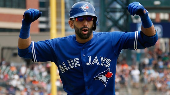 Jose Bautista trades jersey off his back to fan for Lionel Messi jersey