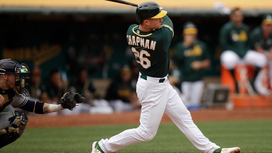 Chapman rallies A's past Brewers with two-run HR off Hader