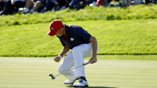 The Latest: All 12 matches out in Ryder Cup singles