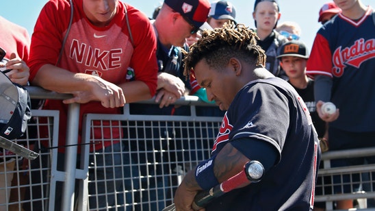 Indians star 3B Ramirez bruises left knee, carted off field