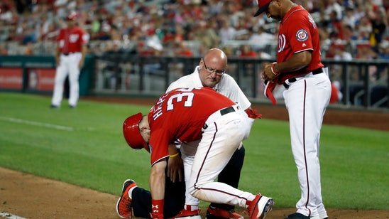 Bryce Harper pulled after being hit in knee by pitch