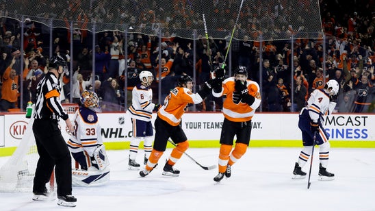 Patrick goal in OT, Flyers top Oilers 5-4 for 7th win in row