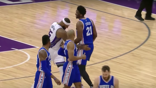 DeMarcus Cousins and Joel Embiid wouldn't stop slapping each other on the butt