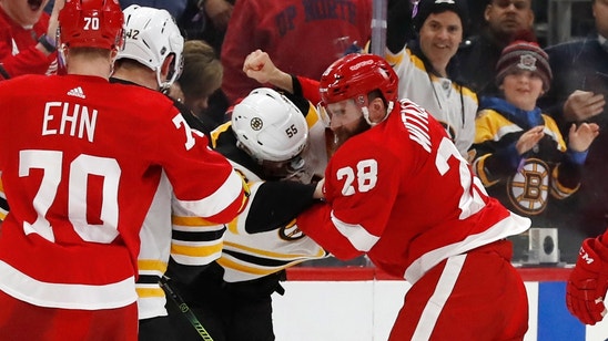 Mantha’s 1st NHL hat trick helps Red Wings beat Bruins 6-3